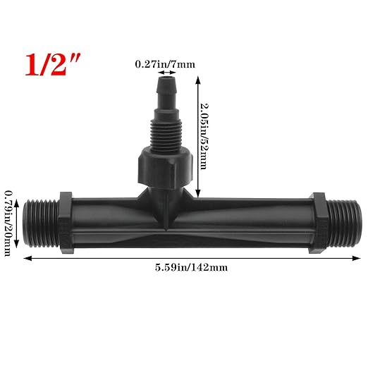 1 PCS Black Venturi Injector 1/2 Inch Venturi Fertilizer Injector Outdoor Agricultural Irrigation Equipment Tools (G1/2")
