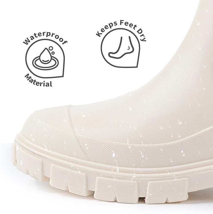 Drecage Womens Rain Boots Waterproof Rubber Garden Shoes Short Ankle Chelsea Boots Slip-Resistant