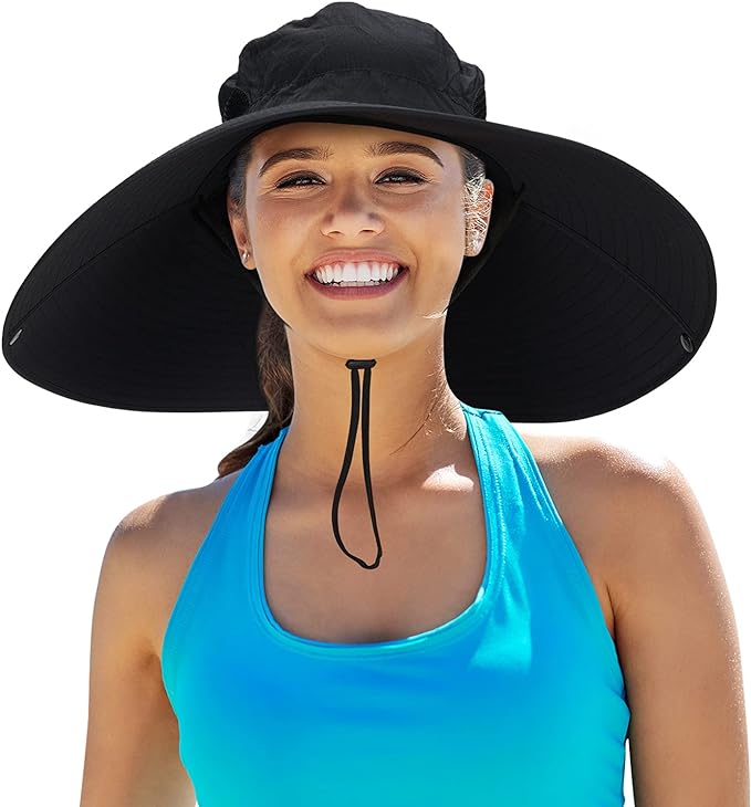 Leotruny Women Super Wide Brim Sun Hat UPF50+ Waterproof Bucket Hat for Fishing, Hiking, Camping