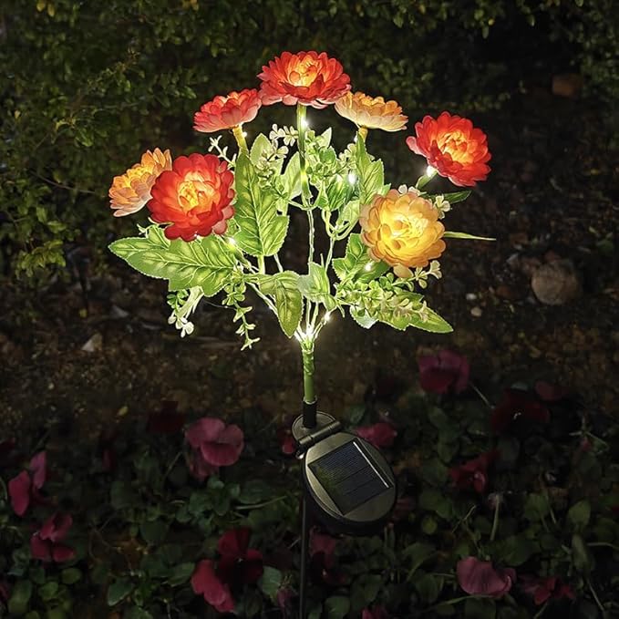 Garden Solar Lights Flowers, Automatic Lighting At Night, Waterproof Garden Decor for Yard Patio Pathway Lawn, Gardening Gifts for Women, Christmas Decoration, 7 flowers (Snow lotus - pink, 1)