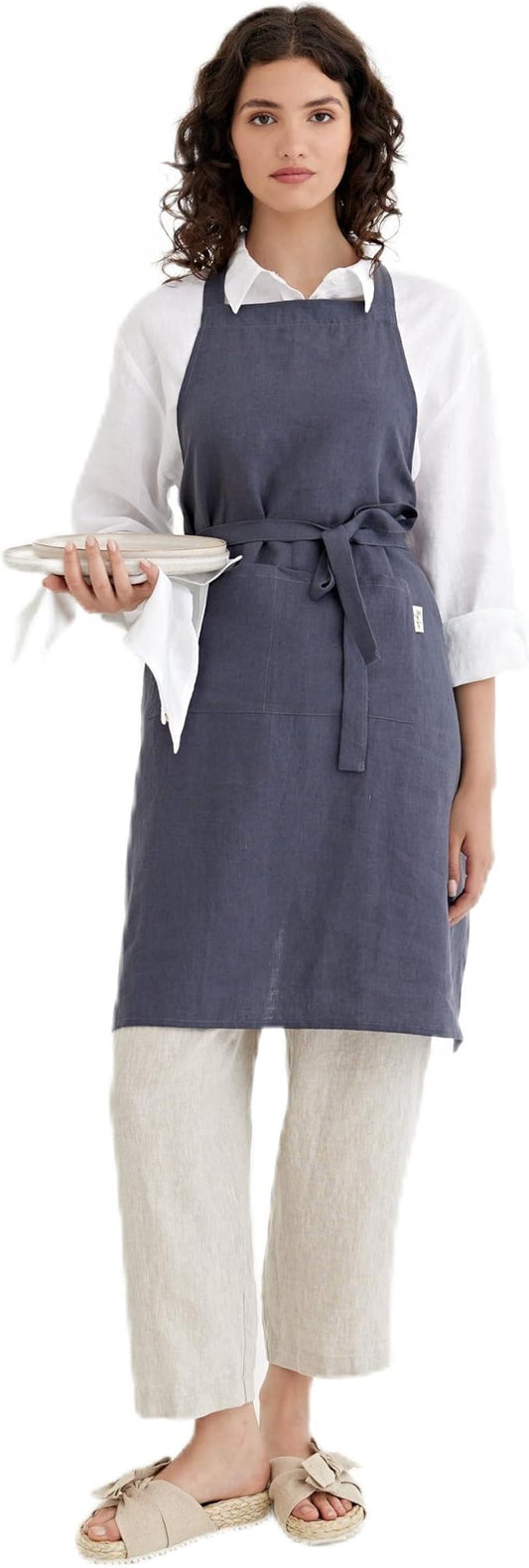 MagicLinen 100% Linen Apron - Cooking, Gardening, Grilling, Painting Apron with Pockets - Perfect for Women and Men
