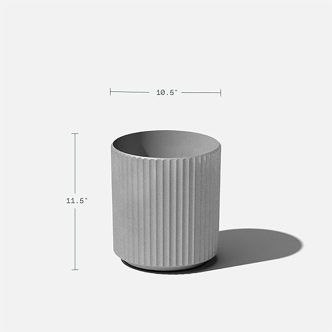Veradek Demi Series Round Planter for Porch, Patio, Backyard | Durable Plastic-Stone Composite Material | Modern Décor for Tall Plants, Flowers