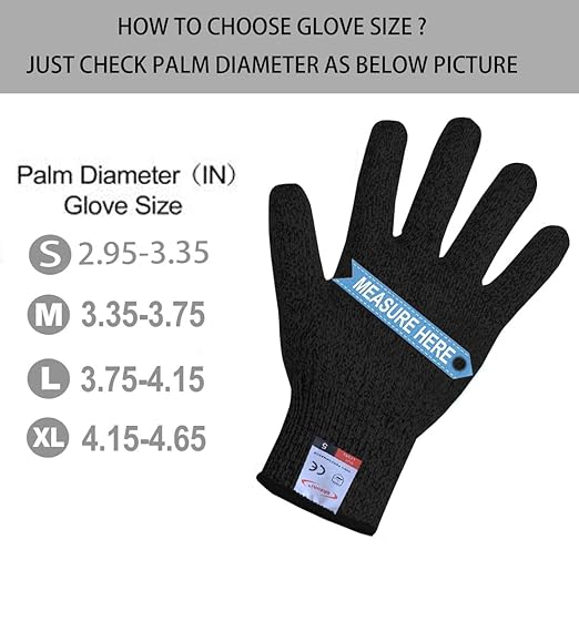 Cutting Gloves, 1 Pairs of Cut Resistant Gloves Food Grade, Cut Resistant Gloves for Kitchen, Oyster Shucking, Fish Fillet Processing, Carving Wood and Gardening(Small-Black)