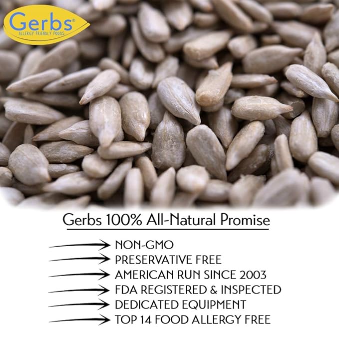 Lightly Sea Salted Sunflower Seed Kernels by Gerbs - 4 LBS - Top 11 Food Allergen Free & Non GMO - Premium Dry Roasted Seeds – COG USA