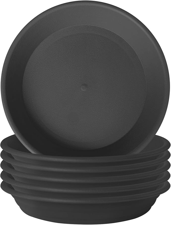 Plant Saucer 12 inch (10.4" at Base) Pack of 6, Thick Strong Durable Plastic Planter Water Catcher Trays for Pots Indoors Potted Flower Bottom Drainage Catch Tray Drip Dish Plate for Outdoor