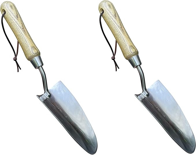 Garden Guru Eco Super Strong Garden Trowel - 100% Recycled Stainless Steel - Rust Resistant - FSC Certified Ergonomic Wood Handle - Perfect Tool for Gardening Weeding Transplanting & Digging (2 Pack)