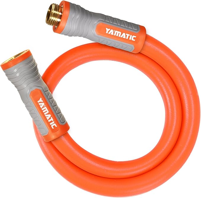 YAMATIC Heavy Duty Short Garden Hose 5/8 in x 3 ft with Swivel Fitting, Super Flexible Leader hose,All-weather, Lightweight, Burst 600 PSI