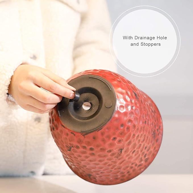 Worth Garden Plastic Round 8 Inch Planters for Indoor Plants Set of 6 Outdoor Resin Flower Pots Colorful with Drainage Hole Rubber Plug Retro Appearance Home Christmas Decorative Containers Multicolor