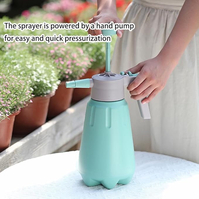 JoyTube Garden Pump Sprayer, 68 oz/0.5 Gallon Hand Held Pressure Sprayer with Safety Valve ＆ Adjustable Nozzle, Large Capacity Bottle Water Weed Flower Plant Lawn Home Washing Spray 2L (Turquoise)