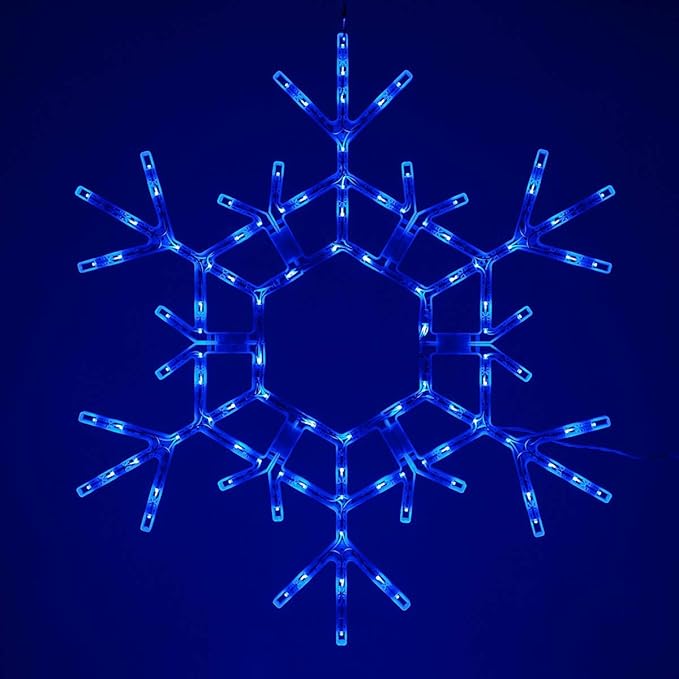 36" Blue LED Snowflake – Folding Lighted Snowflake Decoration for Outdoor Christmas Displays, Large Holiday Yard Decor