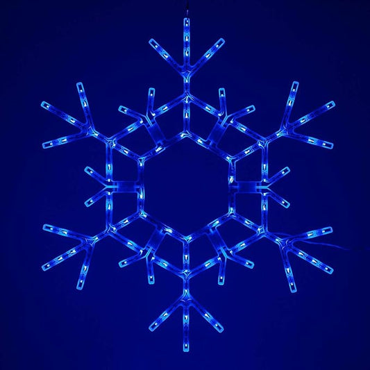 36" Blue LED Snowflake – Folding Lighted Snowflake Decoration for Outdoor Christmas Displays, Large Holiday Yard Decor