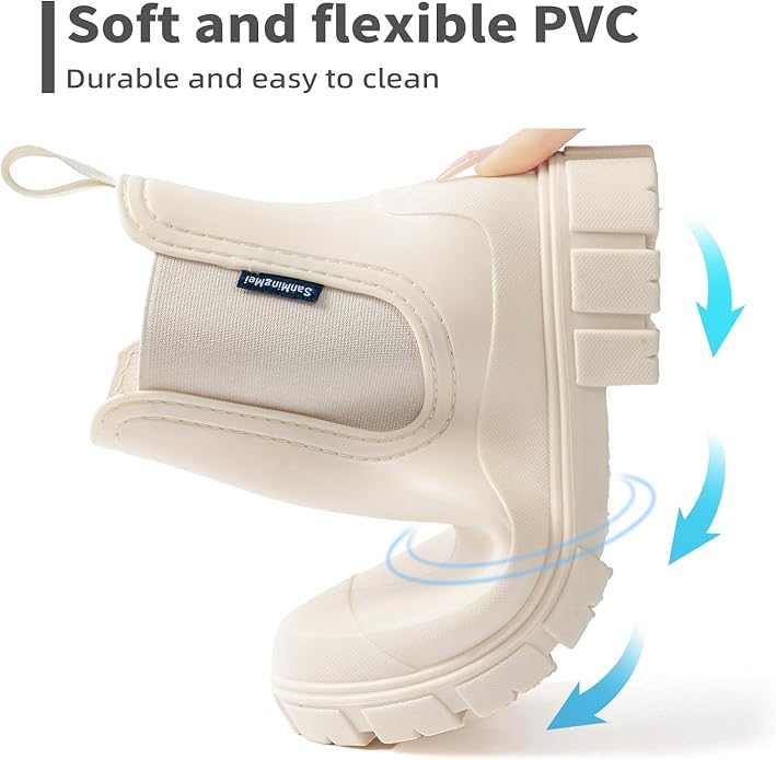 Drecage Womens Rain Boots Waterproof Rubber Garden Shoes Short Ankle Chelsea Boots Slip-Resistant