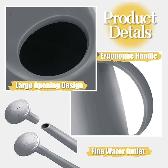 Watering Can for Indoor Plants, Small Watering Cans for House Plant Garden Flower, Long Spout Water Can for Outdoor Watering Plants 1. 8L 1/2 Gallon (Gray)