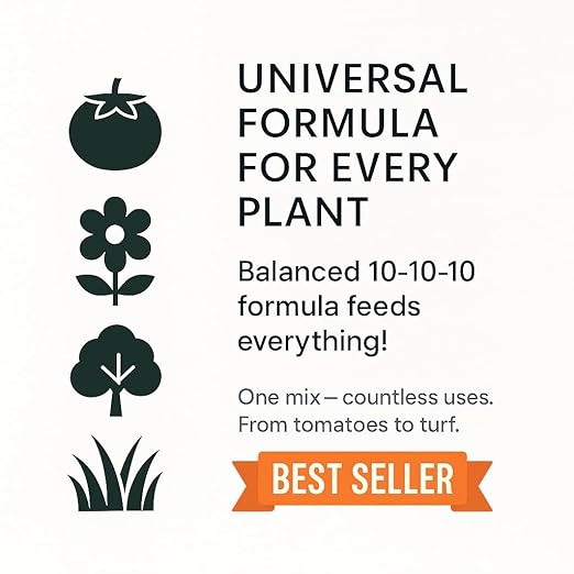 𝐁𝐄𝐒𝐓𝐒𝐄𝐋𝐋𝐄𝐑 Professional 10-10-10 All Purpose Liquid Fertilizer Concentrate - Plant Food Concentrate for Lawns, Trees, Plants, Vegetables, Fruits & Flowers - Makes 192 Gallons - (32 OZ)
