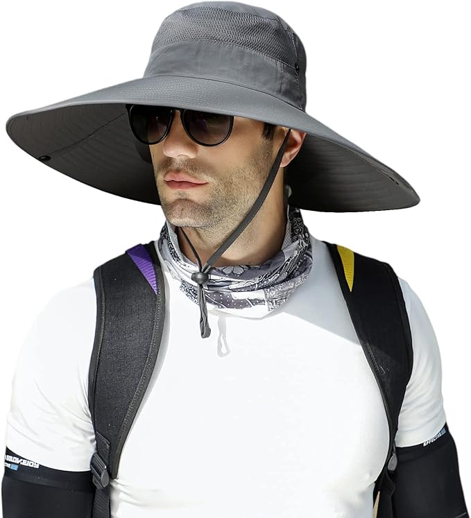 HUAMULAN 6" Super Wide Brim Sun Hats, Men and Women Bucket Hat for Fishing Hiking Garden Lawn Work Safari Camping Outdoor