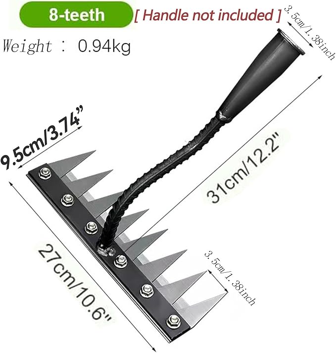 Gardenia Iron Weeding Rake 2.0, Iron Rake for Gardening and Weedings, 2025 Heavy-Duty Garden Hand Weed Puller Tool for Yard Lawn and Garden 5/6/7/8 Teeth Carbon Steel Garden Weeder Rakes (8 Tines)