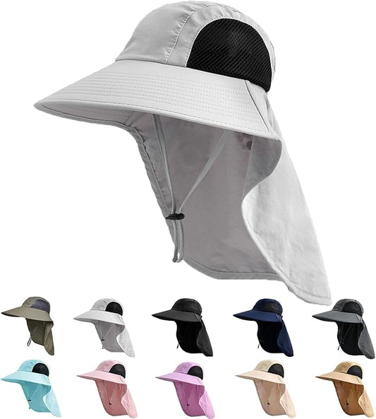 Sun Hat for Men Women with Neck Flap,UPF 50+ UV Protective Hiking Fishing Hats,Wide Brim Sun Hat for Women&Men