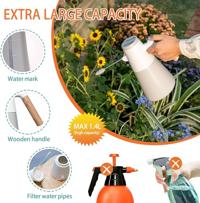 Electric Plant Mister with 180° Adjustable Long Nozzle, 2 Spray Modes, Battery Operated Garden Sprayer for Indoor Outdoor Plants – Minimalist White Design with Wood Grain Handle