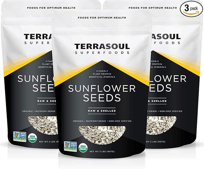 Terrasoul Superfoods Hulled Organic Sunflower Seeds, 6 Lbs (3 Pack)
