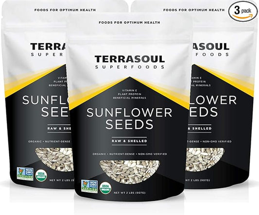 Terrasoul Superfoods Hulled Organic Sunflower Seeds, 6 Lbs (3 Pack)