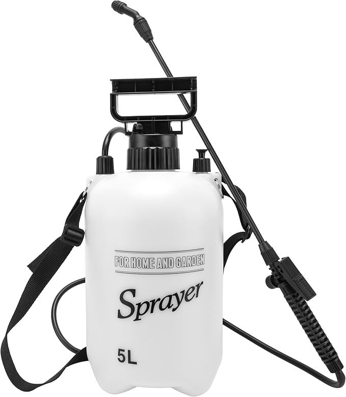 1.3 Gallon Pump Sprayer, 5L Garden Sprayer with Adjustable Nozzles and Shoulder Strap Sprayers in Lawn and Garden for Car Washing, Plants and Cleaning