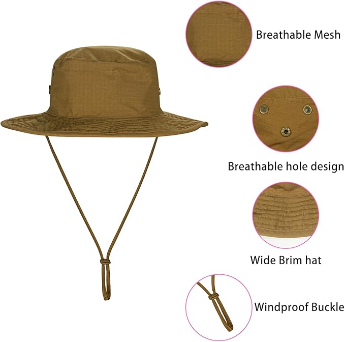 Sun Hats for Men Women Boonie Hat Foldable Fishing Hat UPF 50+ Bucket Hat for Fishing Hiking Garden Safari Beach