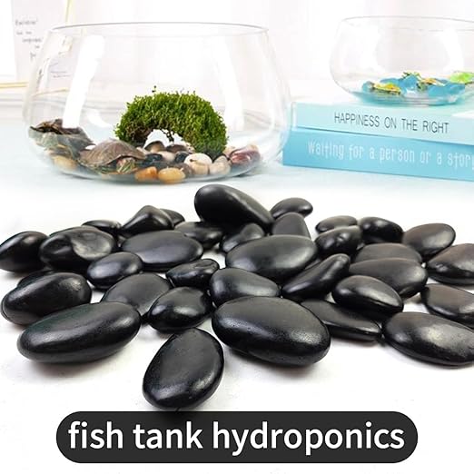 Polished Black River Rocks - 2-3 inch 20LB High Polished Decorative Pebbles, Stones for Landscaping, Natural River Rocks for Outdoor Décor, Plants,Vase Filler,Fish Tank