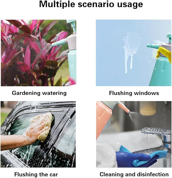 JoyTube Garden Pump Sprayer, 68 oz/0.5 Gallon Hand Held Pressure Sprayer with Safety Valve ＆ Adjustable Nozzle, Large Capacity Bottle Water Weed Flower Plant Lawn Home Washing Spray 2L (Turquoise)