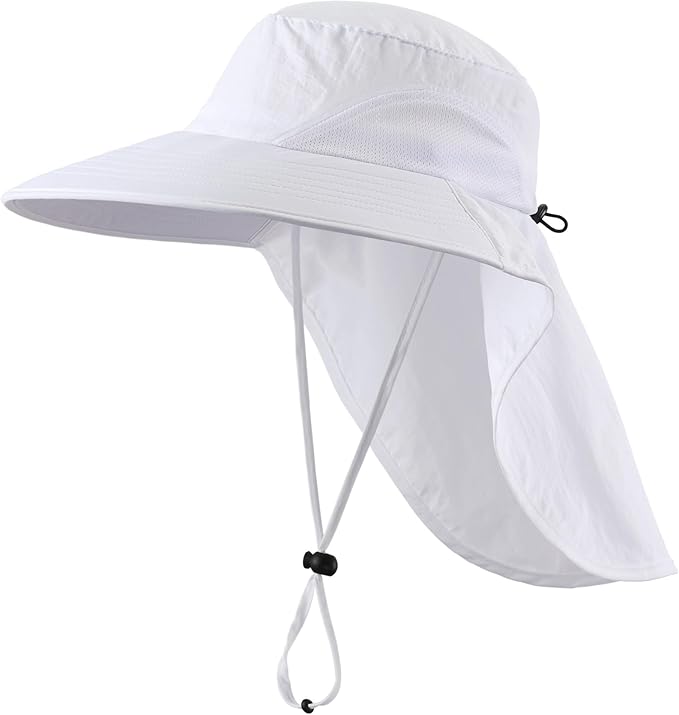 Home Prefer Outdoor UPF50+ Sun Hat Wide Brim Mesh Fishing Hat with Neck Flap