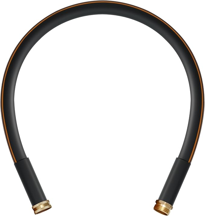 Atlantic Heavy Duty Garden Hose 3 ft x 5/8 Inch Black Color, Short Connection Leader Hose with Solid Brass Connectors (3 Feet)