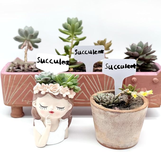 100 Pack Plastic T-Type Plant Labels (NO PENS) Waterproof Garden Marker Plant Markers Outdoor Indoor Herb Garden Labels Plant Tags Nursery Tags