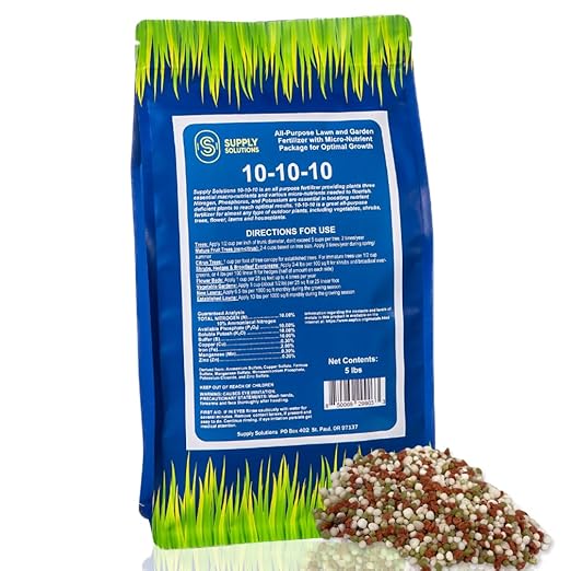 10-10-10 Complete Lawn & Garden Granular Fertilizer with Micronutrients – Balanced NPK Plant Food for Soil Health, Blooms & Roots – Safe for Vegetables, Fruits, Lawns (5 Pounds)