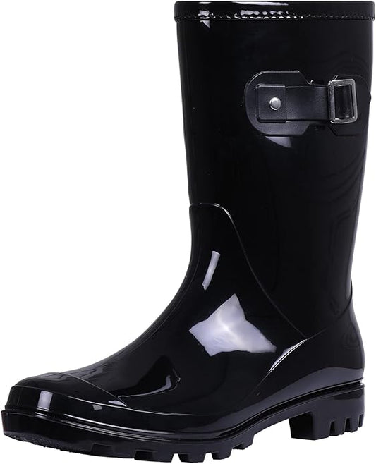 Evshine Women's Mid Calf Rain Boots Waterproof Garden Shoes