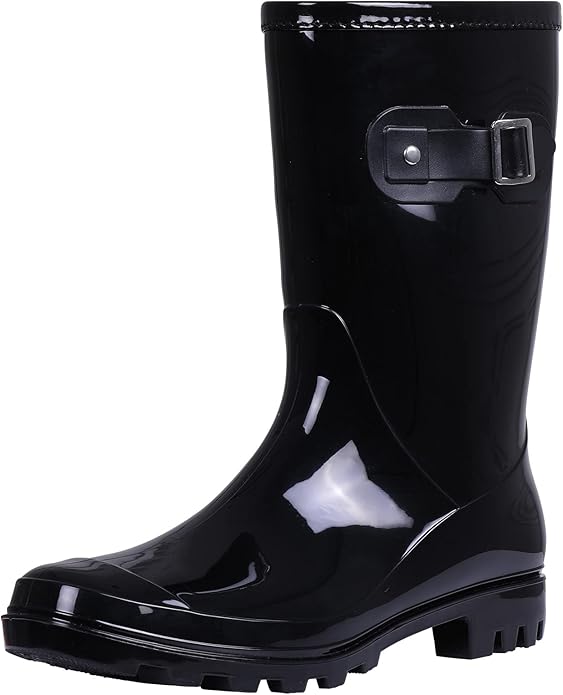 Evshine Women's Mid Calf Rain Boots Waterproof Garden Shoes