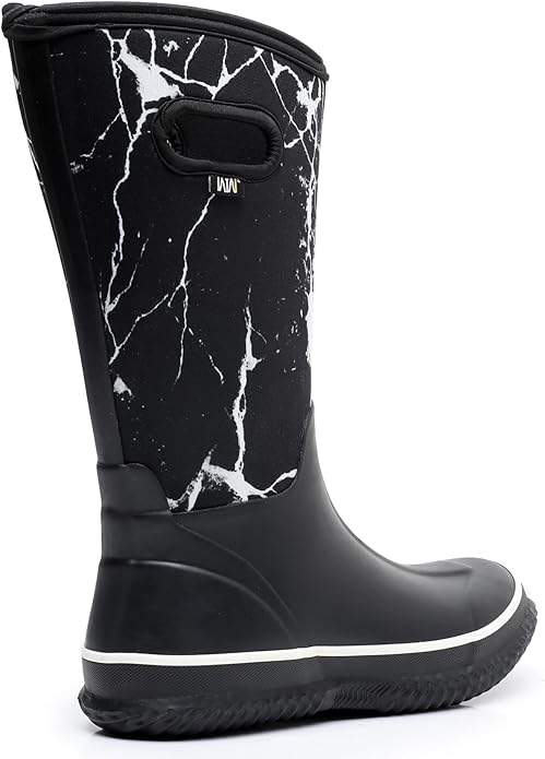 WTW Mid Calf Rain Boots for Women - Waterproof Insulated Neoprene Mud Boots Outdoor Hunting Garden Boots