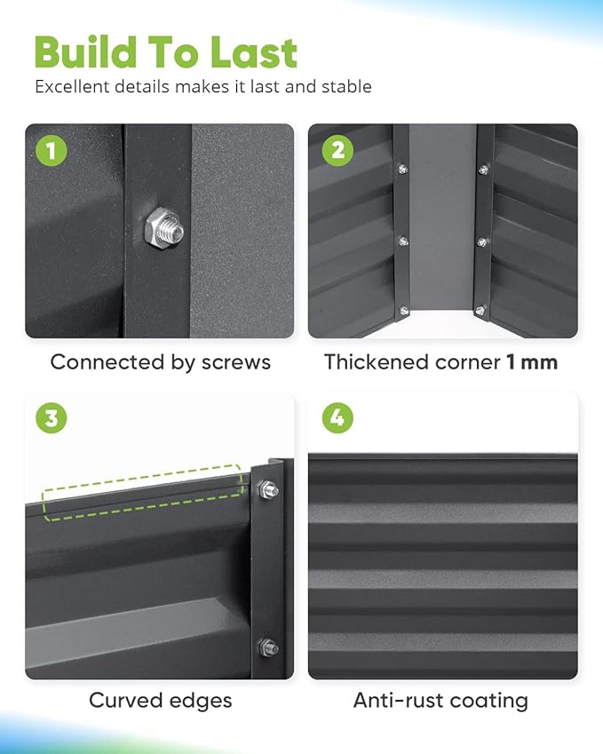 Quictent Galvanized Raised Garden Bed 4x3x2ft Tall Garden Bed Extra Height 22.4" Hold 24cft Soil Outdoor Heightened Planter Box for Deep Root Vegetables Herbs Tomato Cage Included, Dark Grey