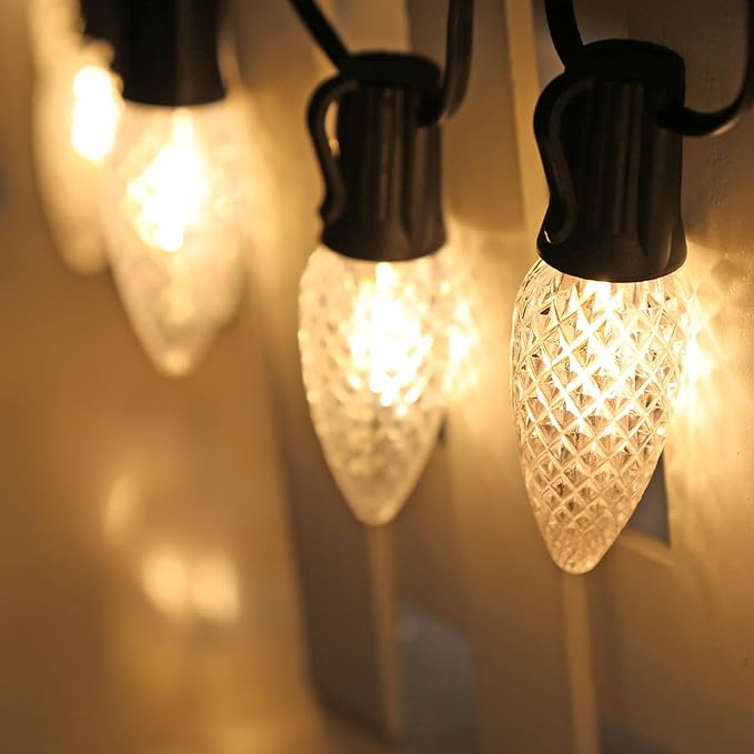 25 Pack C9 Led Replacement Christmas Light Bulb, Warm White C9 Shatterproof Led Bulbs for Indoor Outdoor Decorative String Light, E17 Base