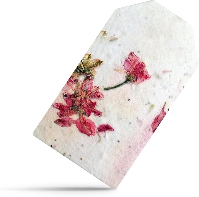 50Pcs Plantable Pink Seed Paper Tags with Wildflower Seeds, Writable & Plantable Gift for Moms, Plant Lover, Teachers, Ideal for Weddings, Baby Shower Favors, Memorial, & Celebrations