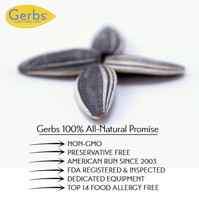 Gerbs Raw Whole Sunflower Seeds 1 lb. | In-Shell, No Additives, Resealable Bag | Crack-and-Eat Crunchy Snack | Top 14 Allergen-Free