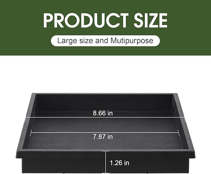 NATSUKY Square Plant Saucer 8 Inch 4 Pack, 8 10 12 14 16 Inch Plant Trays for Indoors Heavy Duty Plastic Flower Plants Saucers for Pots Outdoors No Holes Drip