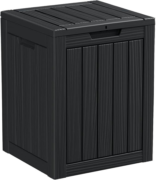 DRATO Deck Boxes, 28 Gallon Outdoor Storage Box for Patio Cushion, Garden Tools, Waterproof and UV Resistant, Lockable Black