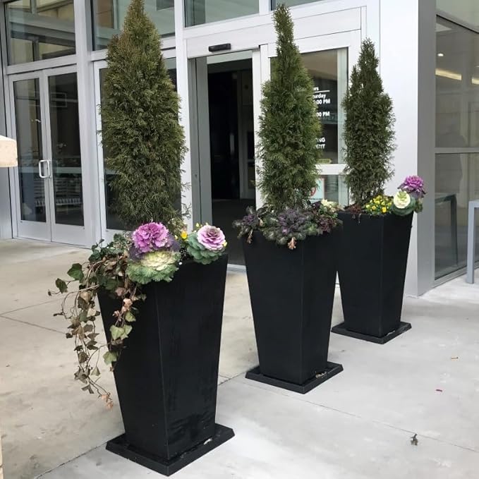 Crescent Garden Universal Square Plant Saucer, Houseplant Durable Drip Tray for Square Planter, Heavy-Duty Plastic Drainage Dish, Indoor/Outdoor pot Saucer - 11'' inner x 14.5" outer (Old Bronze)