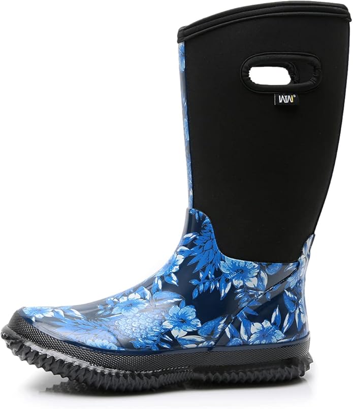 WTW Mid Calf Rain Boots for Women - Waterproof Insulated Neoprene Mud Boots Outdoor Hunting Garden Boots