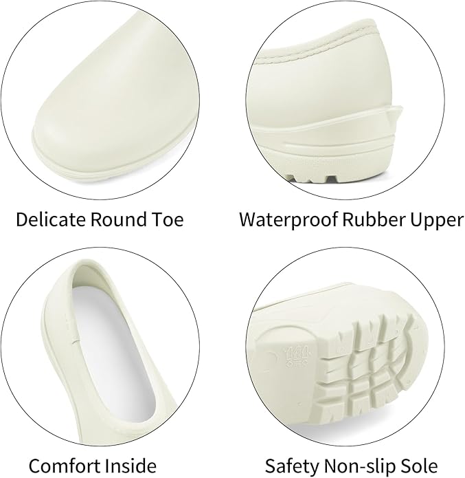 DKSUKO Waterproof Garden Shoe for Women Outdoor Slip-On Rain Boots Short Ankle Work Shoes and Garden Clogs with Comfort Insole