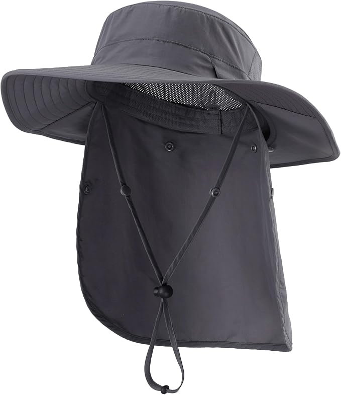 Home Prefer UPF 50+ Sun Hats for Men Women Wide Brim Fishing Hat with Neck Flap Summer Safari UV Protection Bucket Hat
