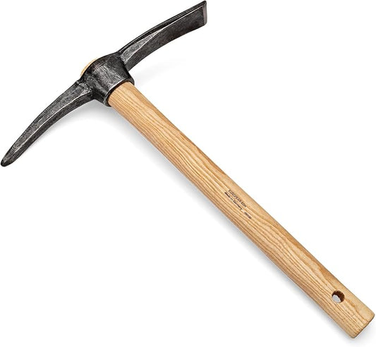 16” Hand Pick Axe - Forged Steel Pickaxe for Digging, Loosening Soil, or Weeding Tool - Dual Headed Adze Garden Hoe and Pick Mattock Digging Tool with Wood Handle by Kings County Tools