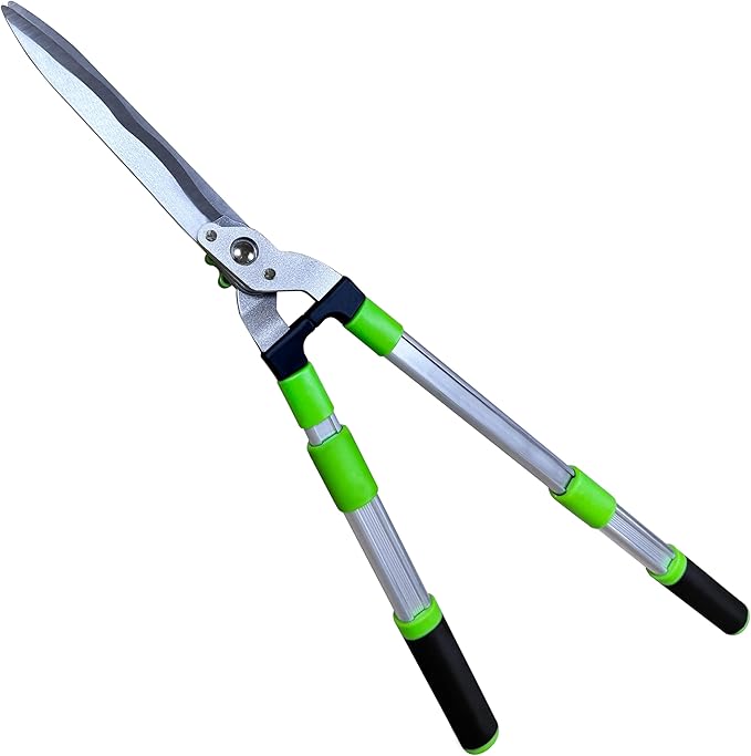Garden Hedge Shears for Trimming Borders, Extendable Handle Clippers & Shears, Pruning Trimmers with Wavy Blade, Professional Bush Cutter, Gardening Pruners Scissors