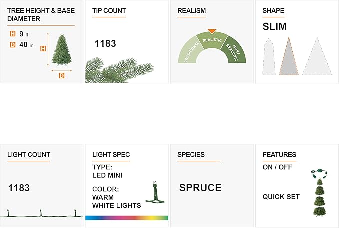 Glitzhome 9ft Pre-Lit Flocked Layered Spruce Artificial Christmas Tree, Large Elegant Snowfall Spruce Xmas Tree for Holiday New Year Home Decor