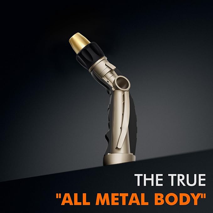 RESTMO High Pressure Hose Nozzle Sprayer, Heavy Duty Brass Head, Metal Water Hose Nozzle for Car Washing, Garden Cleaning, Lawn and Plant Watering, Adjustable Thumb Flow Control, 4 Spray Patterns