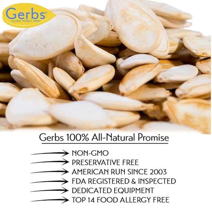 Lightly Sea Salted Pumpkin Seeds in Shell by Gerbs - 4 LBS - Top 11 Food Allergen Free & Non GMO - Vegan & Kosher – Premium Whole Roasted Pepitas – COG USA
